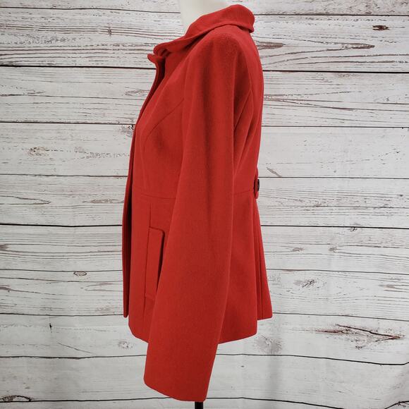 Old Navy Women's Red Ruffle Collar Pockets Wool Blend Jacket Size Medium - Picture 3 of 12